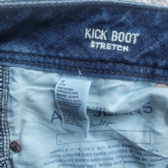 American Eagle Women's Blue Kick Boot Stretch Jeans Size 8 L - Picture 8 of 8